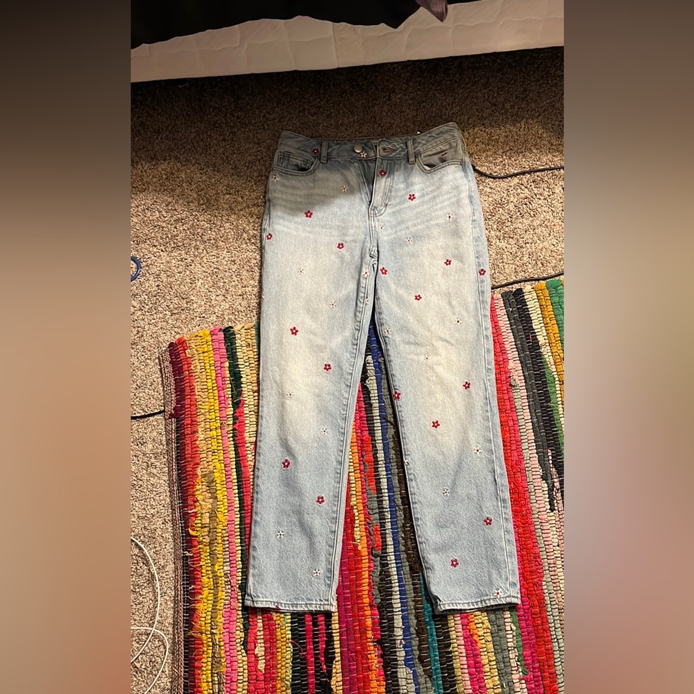 Vintage 70s denim embroidered jeans